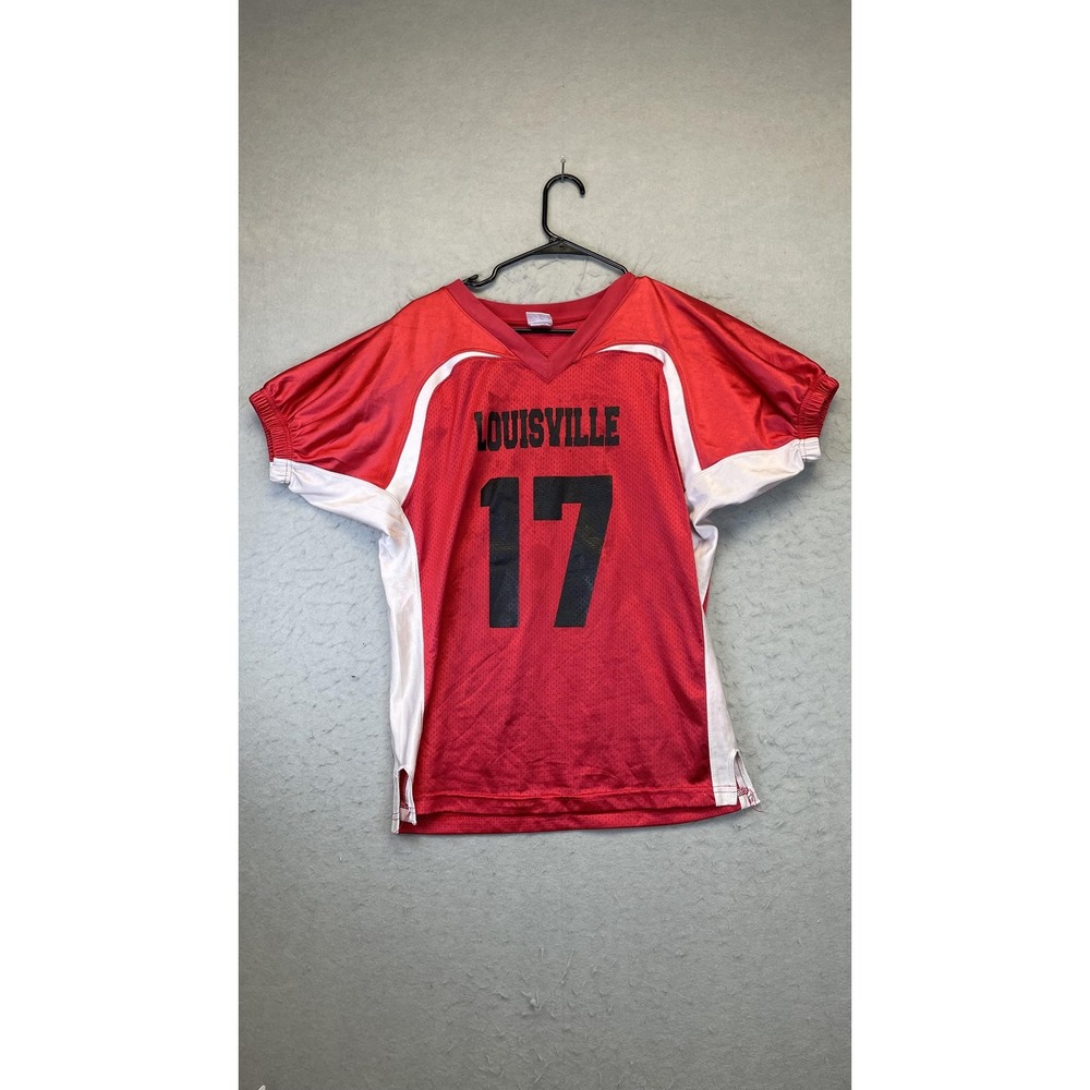 Louisville Pirates Shirt Youth XL Red Football Jersey Mesh‎ A4 #17 V Neck